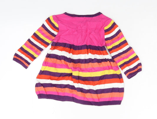 George Girls Multicoloured Striped Knit Fit & Flare Size 3-6 Months
