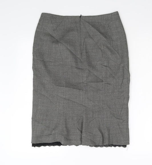 NEXT Womens Black Straight & Pencil Skirt Size 12 - Lace Hem