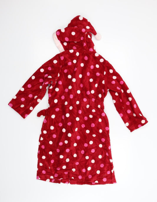 M&S Girls Red Polka Dot Fleece Gown Size 7-8 Years