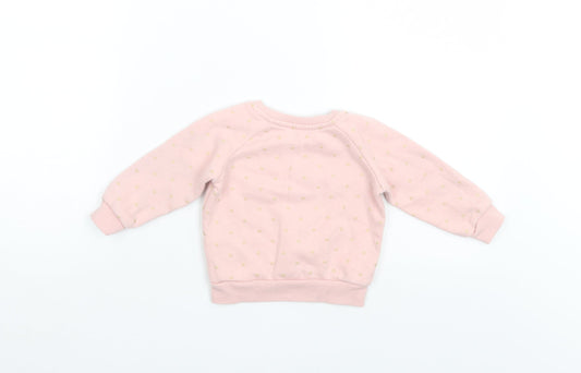 Primark Girls Pink Polka Dot Pullover Jumper Size 9-12 Months