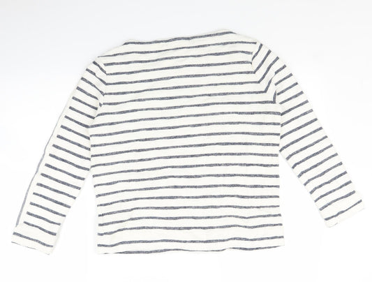 Marks and Spencer Womens White Striped Pullover Jumper Size 10