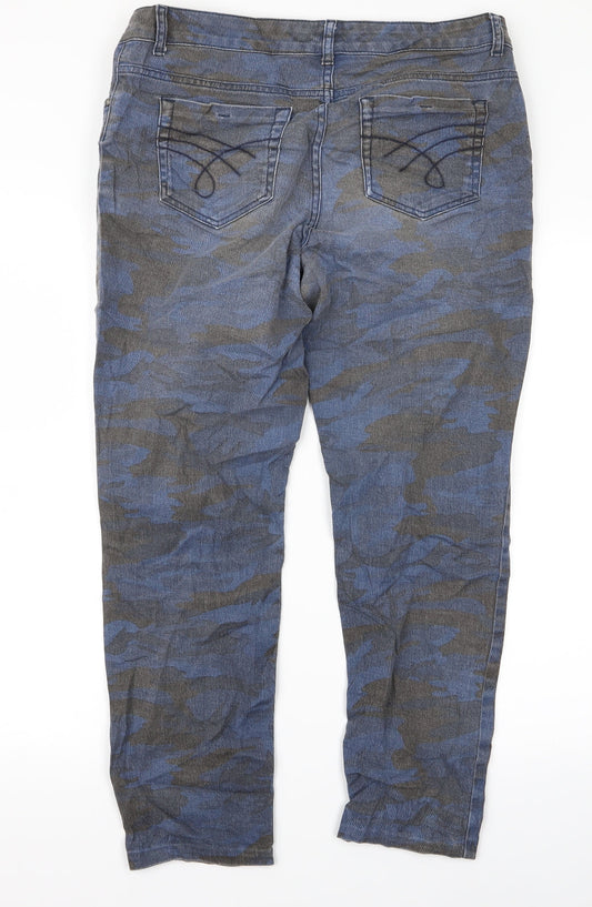 Oui Womens Blue Trousers Size 32 L21 in
