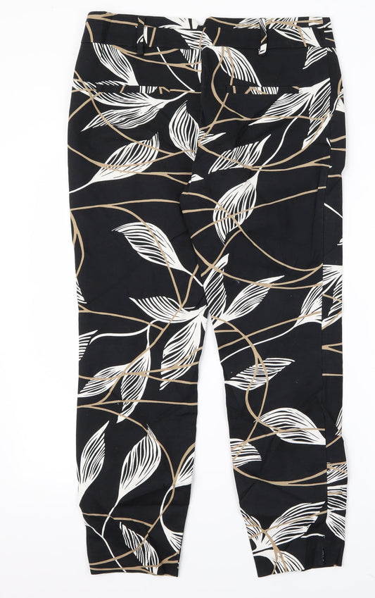 Papaya Womens Black Floral Trousers Size 34 L25 in