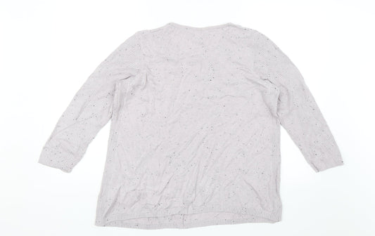 New Directions Womens Purple Pullover Jumper Size L