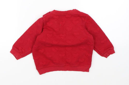 H&M Girls Red Pullover Jumper Size 3-6 Months