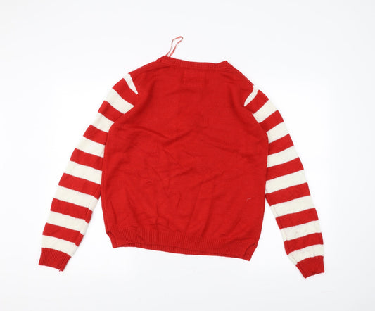 Papaya Mens Red Striped Pullover Jumper Size M