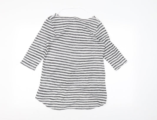 VERO MODA Womens White Striped Basic T-Shirt Size S