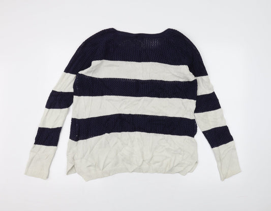 Gap Womens White Striped Pullover Jumper Size M