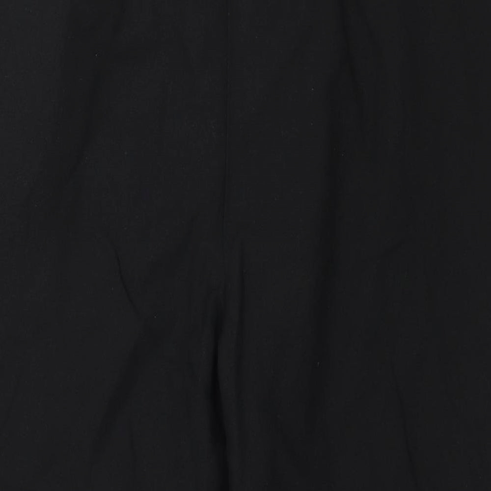 Brand and care label for ASOS women’s black trousers, size UK 8, 21-inch leg