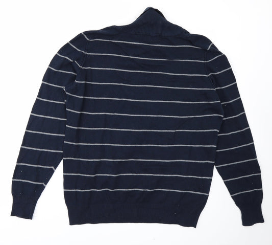 Williams & Brown Mens Blue Striped Knit Pullover Jumper Size M