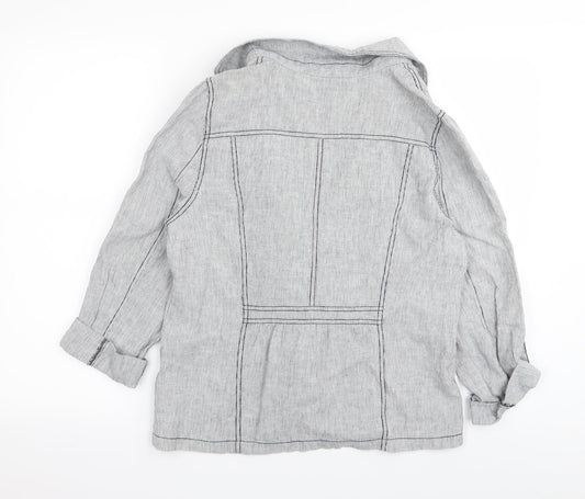 M&Co Womens Grey Striped Jacket Blazer Size 14