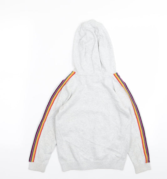 NEXT Girls Grey Striped Pullover Jumper Size 7 Years