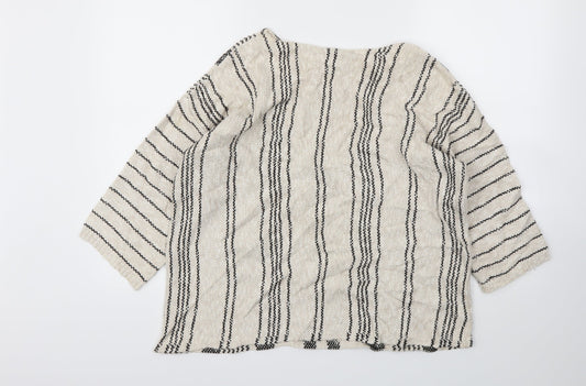 Papaya Womens Beige Striped Pullover Jumper Size L