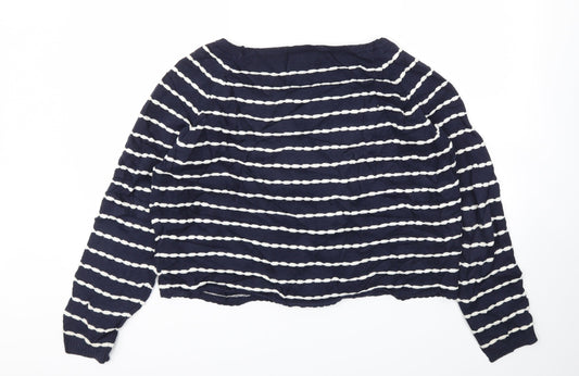 New Look Womens Blue Striped Pullover Jumper Size 12
