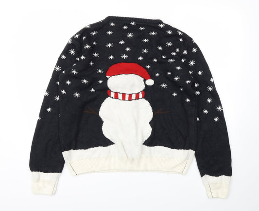 Merry Christmas Mens Black Animal Print Pullover Sweatshirt Size XL - Christmas