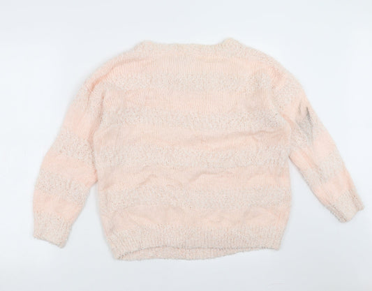 Red Herring Womens Pink Striped Pullover Jumper Size 16