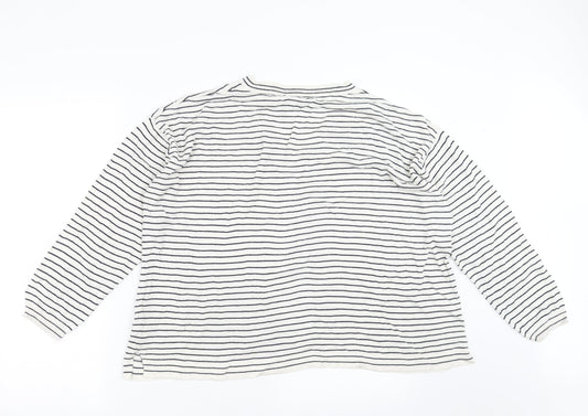 Marks and Spencer Womens White Striped Pullover Jumper Size XL