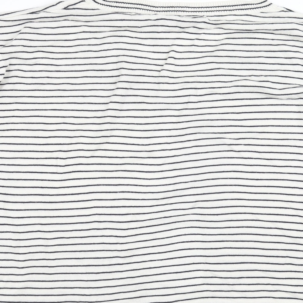 Marks and Spencer Womens White Striped Pullover Jumper Size XL
