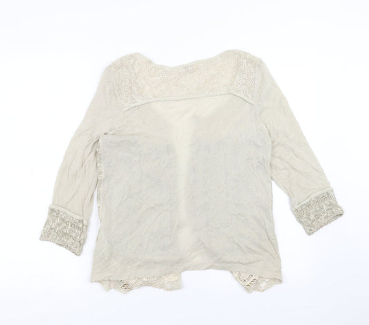 Latte Womens Beige Striped Cardigan Jumper Size M