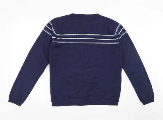 Refined Style Labs Mens Blue Pullover Jumper Size L - Stripe design
