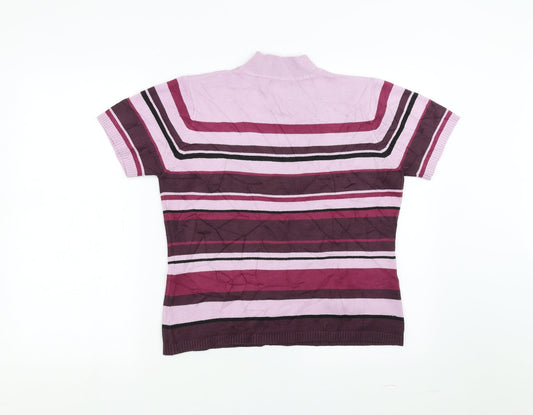 Essentials Womens Purple Striped Pullover Jumper Size 14