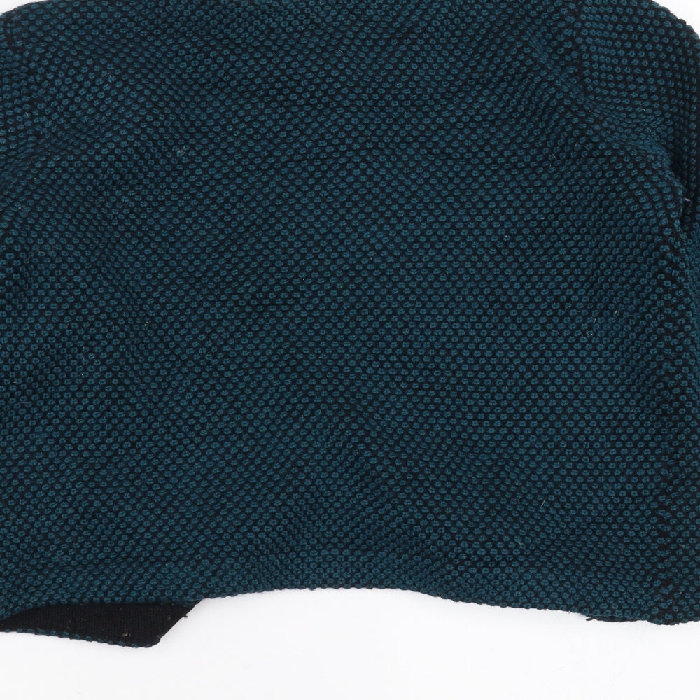 Brand and care label for ASOS women’s green geometric cardigan jumper, size S