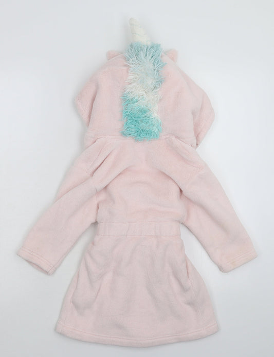 Marks and Spencer Girls Pink Solid Fleece Kimono Robe Size 2-3 Years
