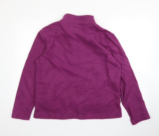 Anna De Lancay Womens Purple Floral Full Zip Jumper Size M