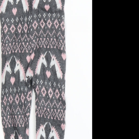 Preworn Girls Grey Fair Isle Capri Leggings Size 12 Months - Tights