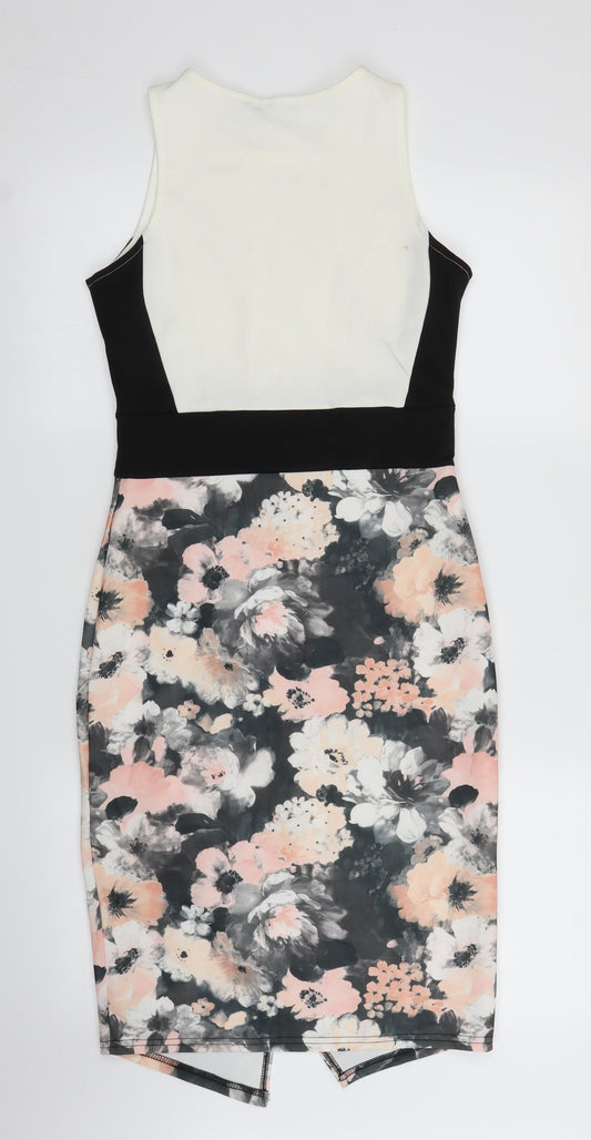 Boohoo Womens Pink Floral Sheath Size 10