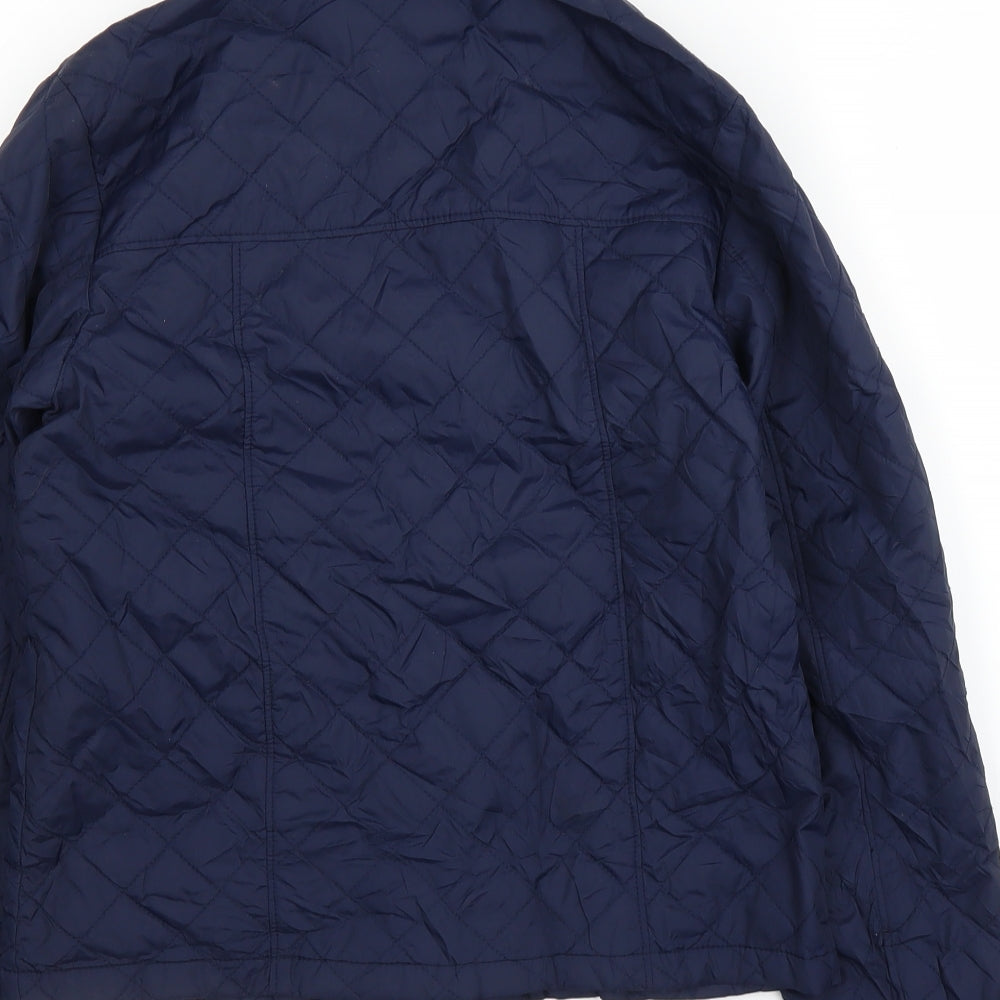 Brand and care label for Gap boys’ blue quilted coat, size 12, years
