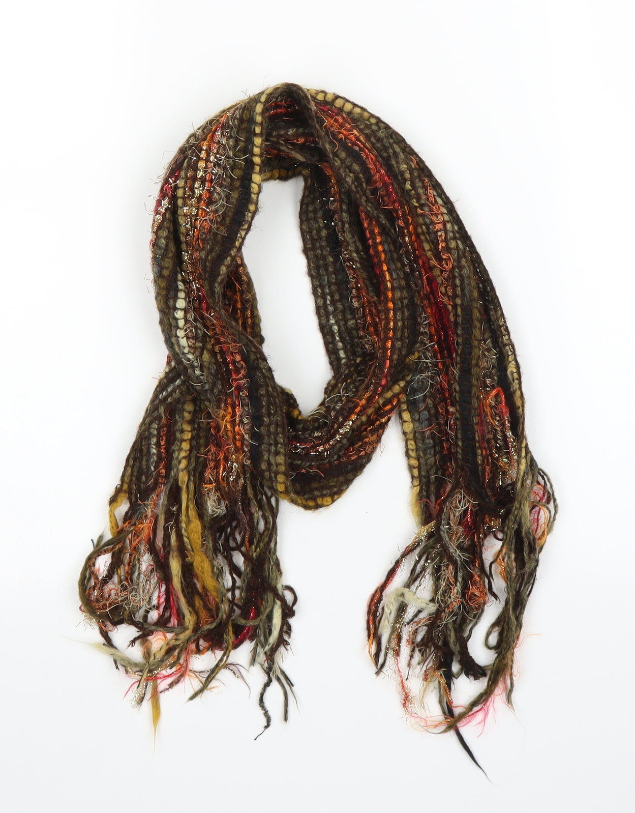 Preworn Unisex Brown Striped Scarf