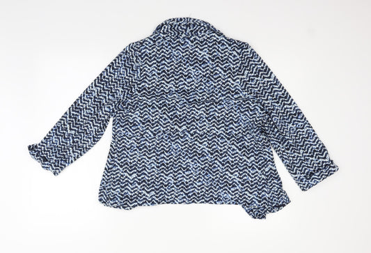Preworn Womens Blue Geometric Cardigan Jumper Size M