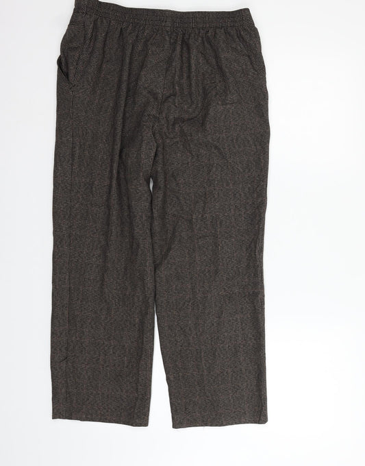 Marks and Spencer Womens Brown Check Trousers Size 12 L22 in