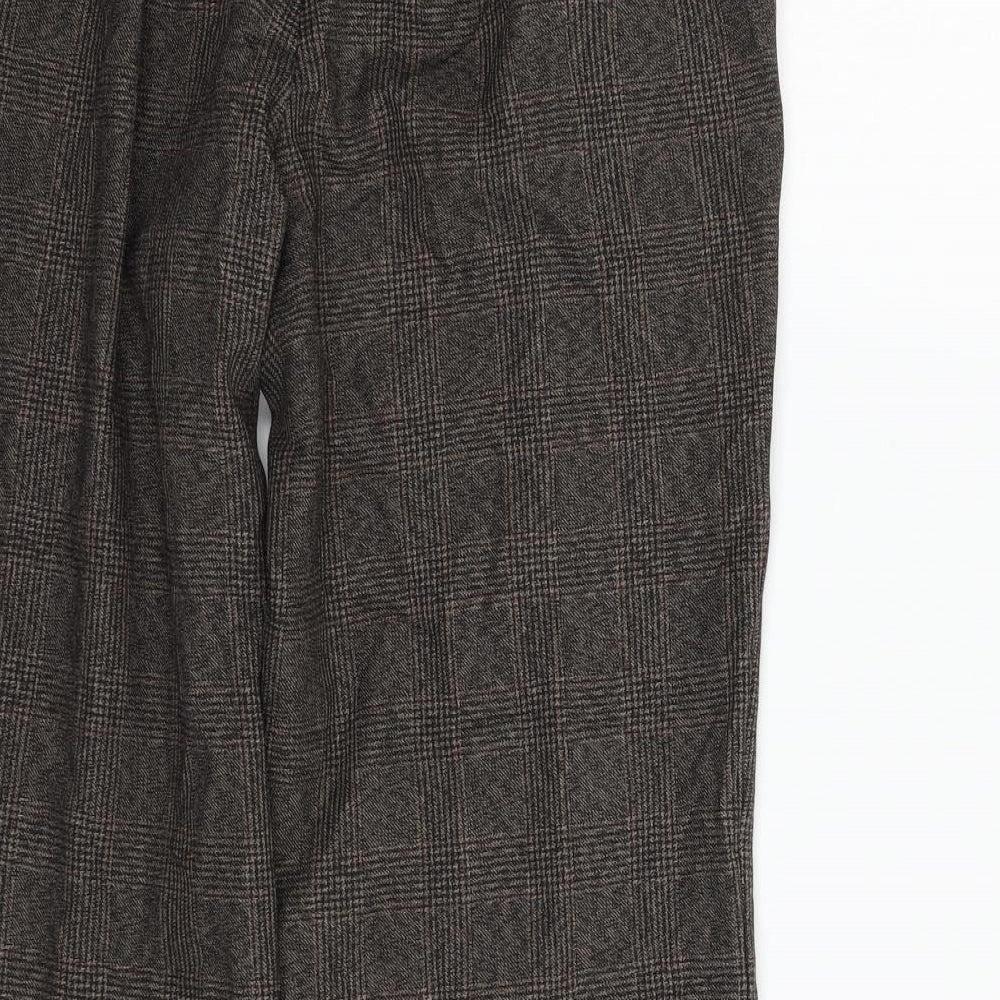 Marks and Spencer Womens Brown Check Trousers Size 12 L22 in