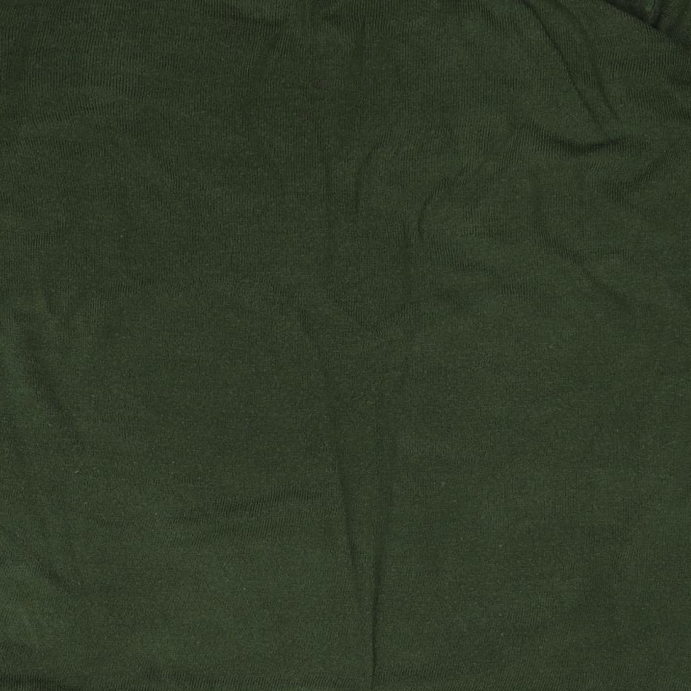 Brand and care label for Papaya women’s green jumper, size L