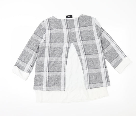 Wallis Womens Grey Check Pullover Jumper Size 10