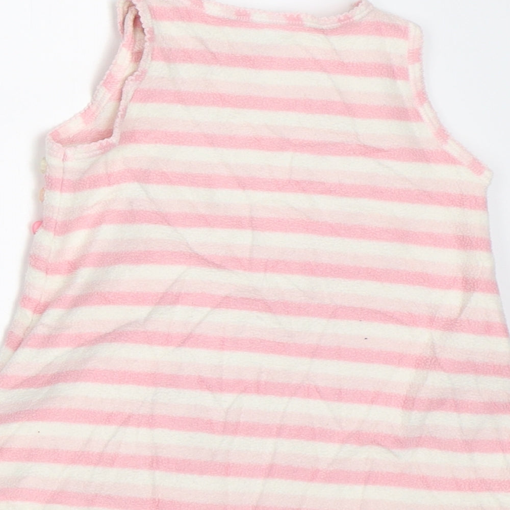 Brand and care label for Next girls’ pink striped a-line, size 0-3, months
