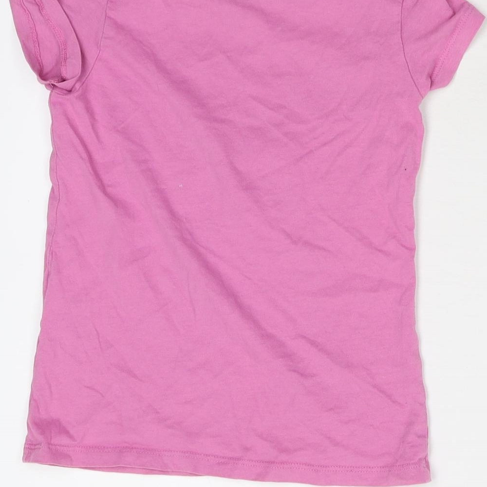 Brand and care label for Brums girls’ pink basic t-shirt, size 7, years