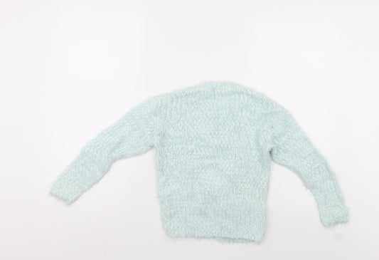 George Girls Blue Pullover Jumper Size 6-7 Years - Heart shape
