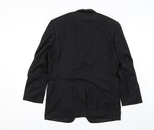 Van Kollem Mens Black Striped Jacket Blazer Size 36