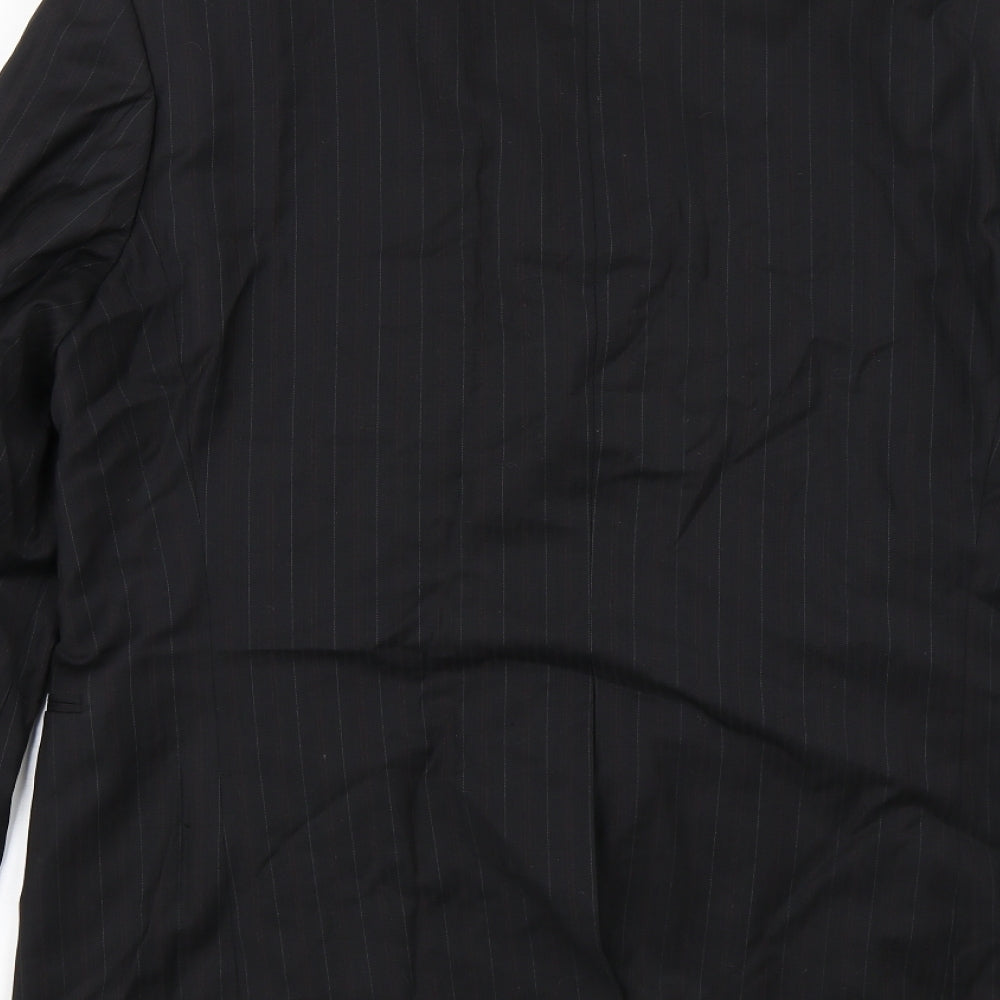 Van Kollem Mens Black Striped Jacket Blazer Size 36