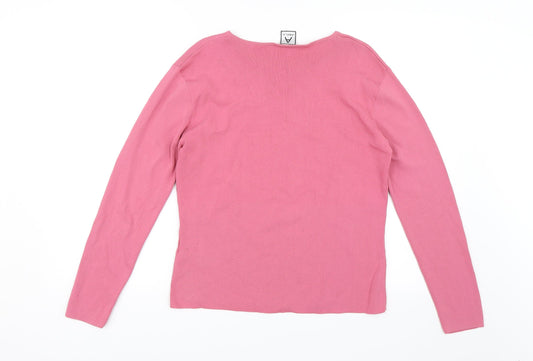 Aniela Womens Pink Rayon Basic Blouse Size M