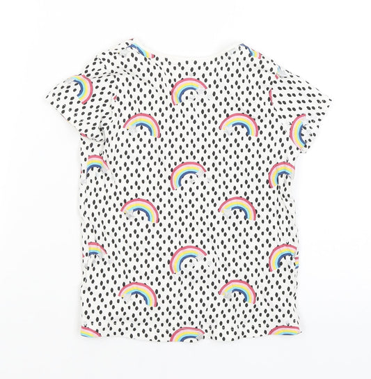 Primark Girls White Spotted Basic T-Shirt Size 4-5 Years
