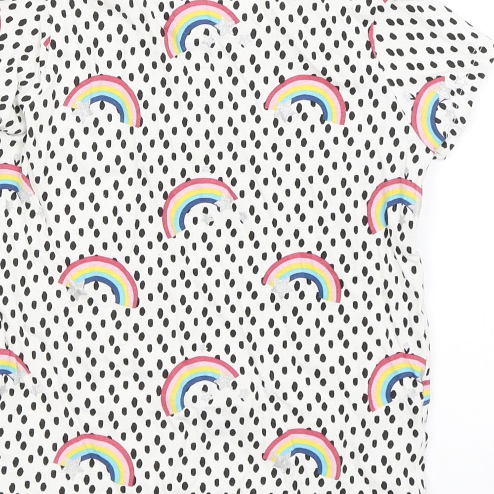 Primark Girls White Spotted Basic T-Shirt Size 4-5 Years