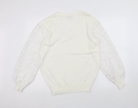 Cotton Traders Womens White Pullover Jumper Size 12