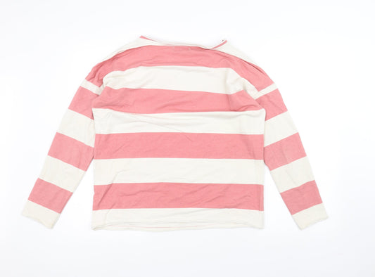 Avenue Womens White Striped Pullover Jumper Size 12