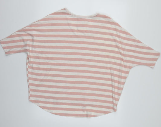 poeticgem Womens Pink Striped Basic T-Shirt One Size