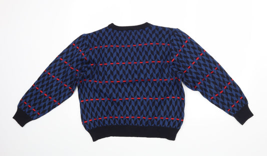 Preworn Boys Blue Geometric Pullover Jumper