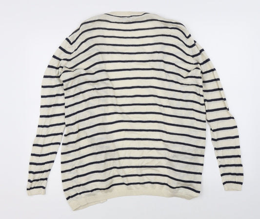 Jaqueline de Yong Womens Beige Striped Cardigan Jumper Size XS